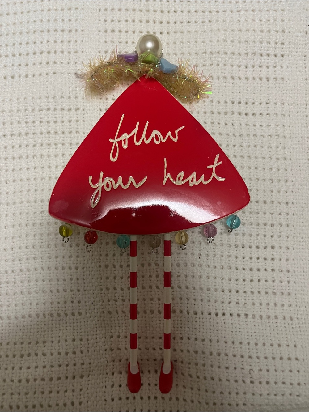 Follow Your Heart Red Holiday Ornament Wall Hanging